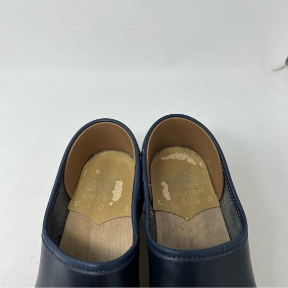 Sven NAVY BLUE Leaf Punch Swedish Clogs Size 37 or US 6.5-7 - Picture 8 of 12